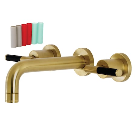 Kingston Brass KS8127CKL Two-Handle Wall Mount Bathroom Faucet, Brushed Brass KS8127CKL